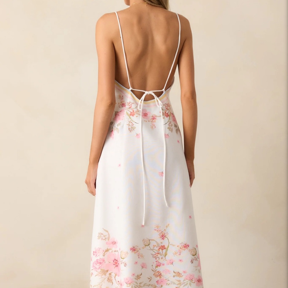 Red Dress Boutique Floral Midi Dress - White and Pink - NWT - Picture 2 of 5